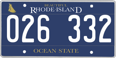 RI license plate 026332