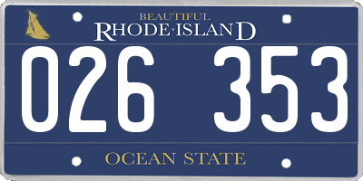 RI license plate 026353