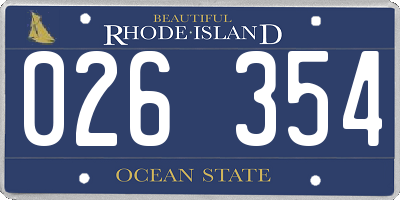 RI license plate 026354