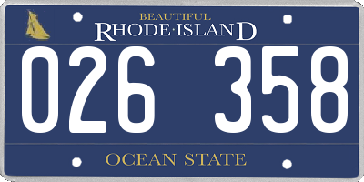 RI license plate 026358