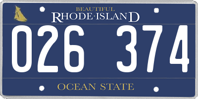 RI license plate 026374