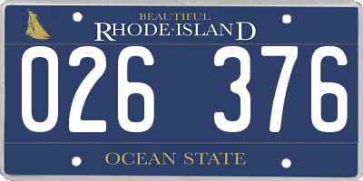 RI license plate 026376