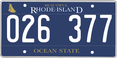 RI license plate 026377