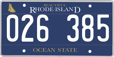 RI license plate 026385