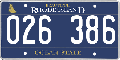 RI license plate 026386