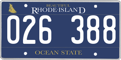 RI license plate 026388