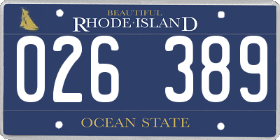 RI license plate 026389