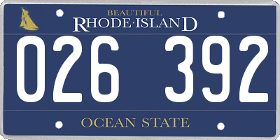 RI license plate 026392