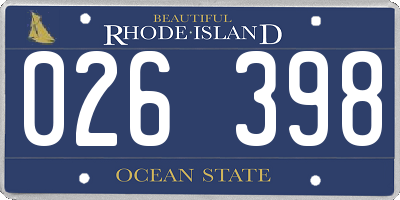 RI license plate 026398
