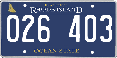 RI license plate 026403