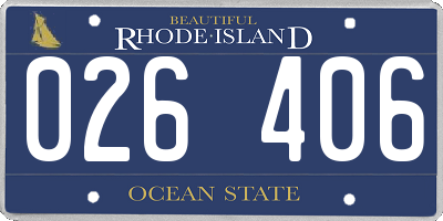 RI license plate 026406