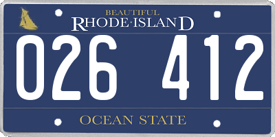 RI license plate 026412