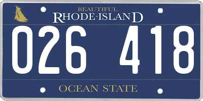RI license plate 026418