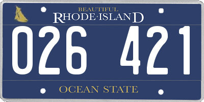 RI license plate 026421