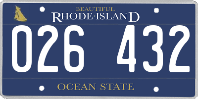 RI license plate 026432