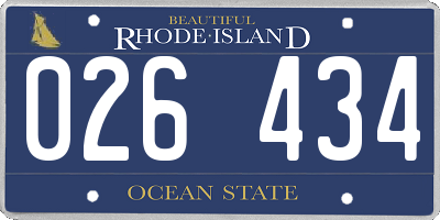 RI license plate 026434