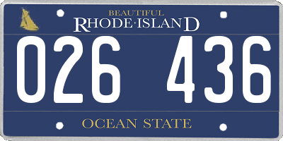 RI license plate 026436