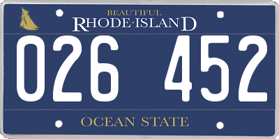 RI license plate 026452