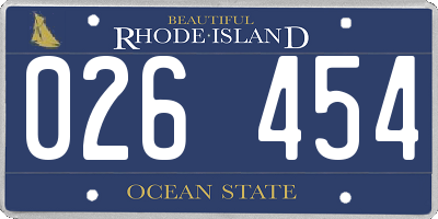 RI license plate 026454