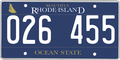RI license plate 026455