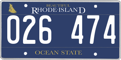RI license plate 026474