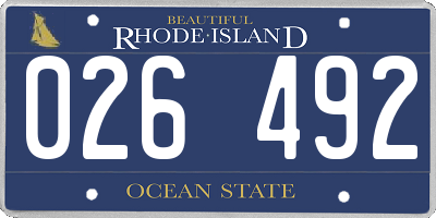 RI license plate 026492