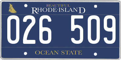 RI license plate 026509