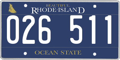 RI license plate 026511