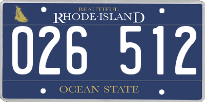 RI license plate 026512