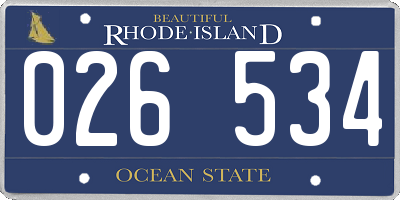 RI license plate 026534
