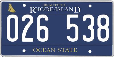 RI license plate 026538