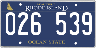 RI license plate 026539