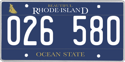 RI license plate 026580