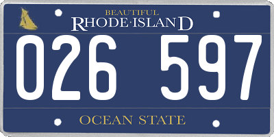 RI license plate 026597