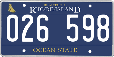 RI license plate 026598