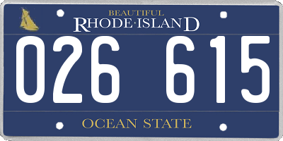 RI license plate 026615