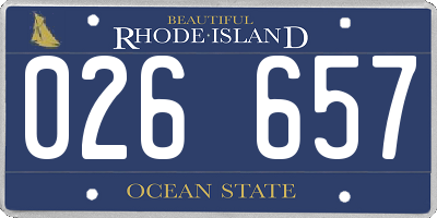 RI license plate 026657