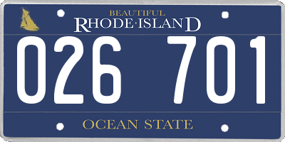 RI license plate 026701