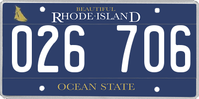 RI license plate 026706