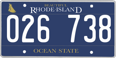 RI license plate 026738