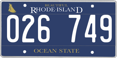 RI license plate 026749