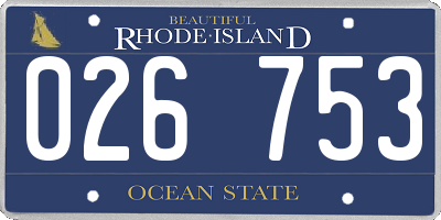 RI license plate 026753