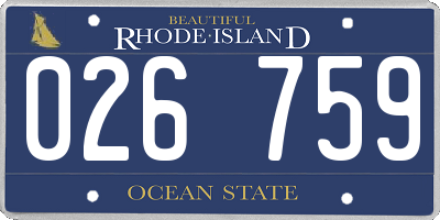 RI license plate 026759