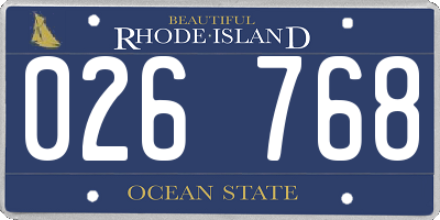 RI license plate 026768