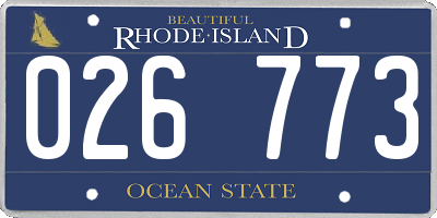 RI license plate 026773