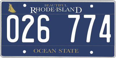 RI license plate 026774