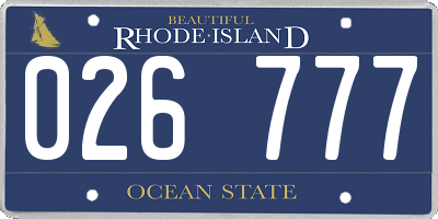 RI license plate 026777