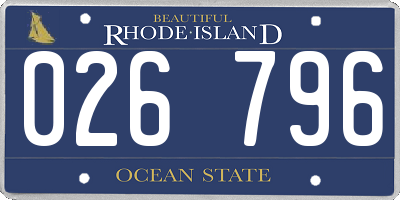 RI license plate 026796