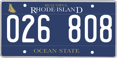 RI license plate 026808