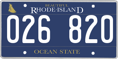 RI license plate 026820